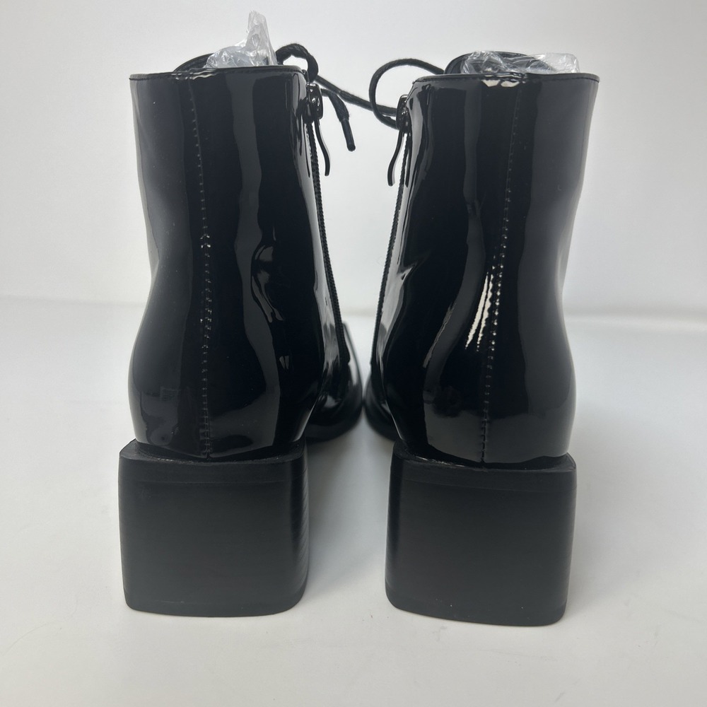 Castamere Womens Patent Leather Ankle Boots Square Toe Lace Up Size 9M NIB Black - Picture 3 of 16